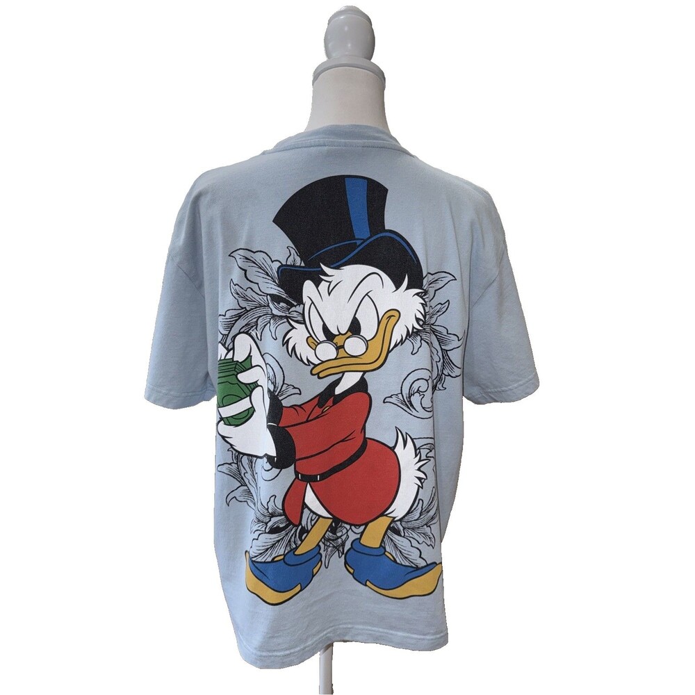 Disney DuckTales Scrooge McDuck Money Graphic Tee Y2K Unisex Streetwear Blue M